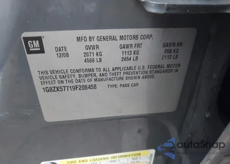 2009 Saturn Aura Xr from USA, damaged, VIN 1G8ZX57719F208458